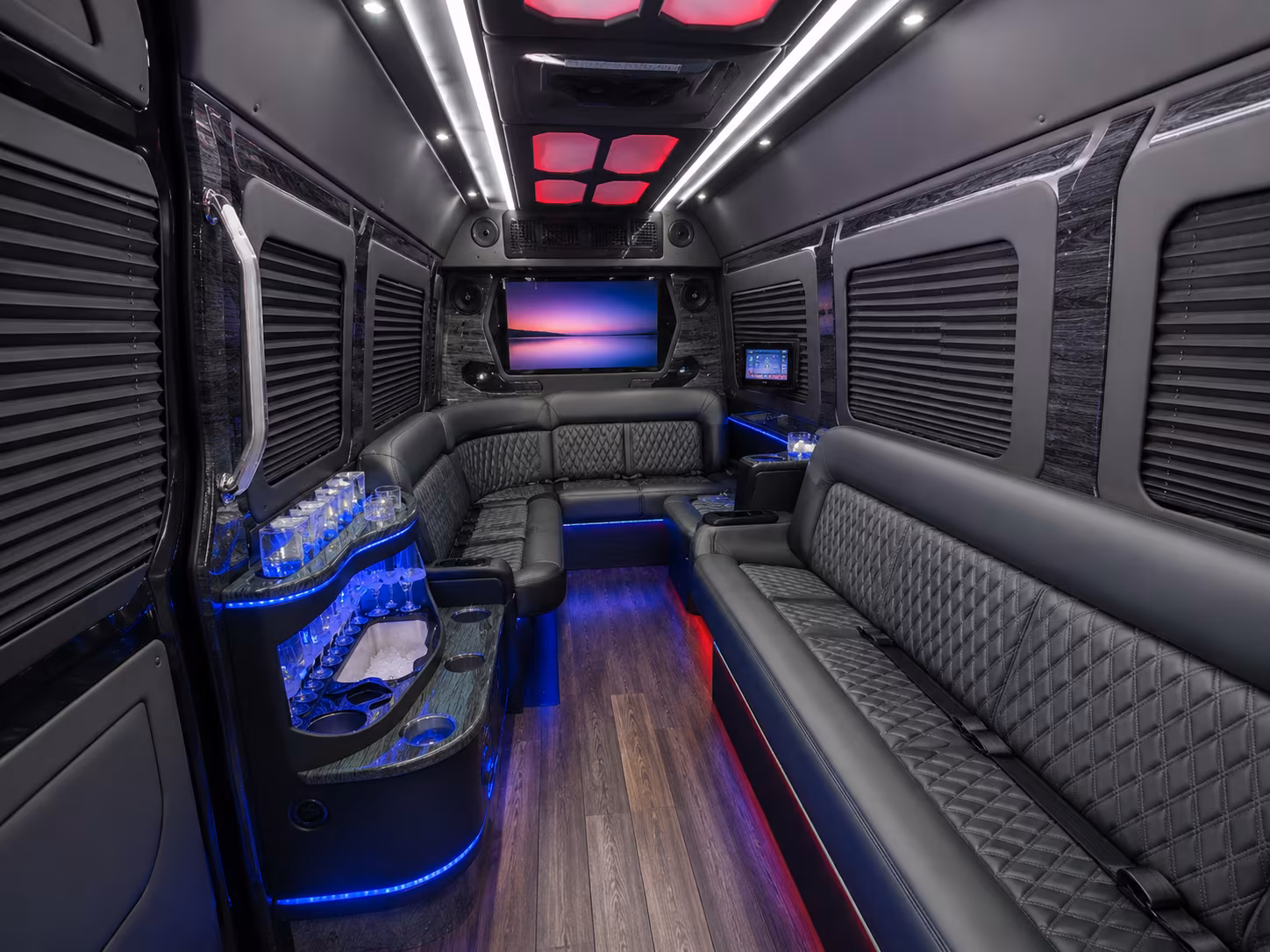 clinton 30 passenger party bus interior